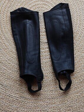 Faux Leather Black Half Chaps